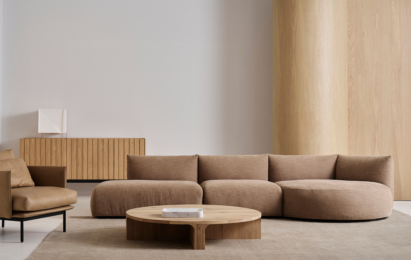 Portfolio photograph: Slipper modular sofa, Cherry chair & Stoic coffee table for natadora.com